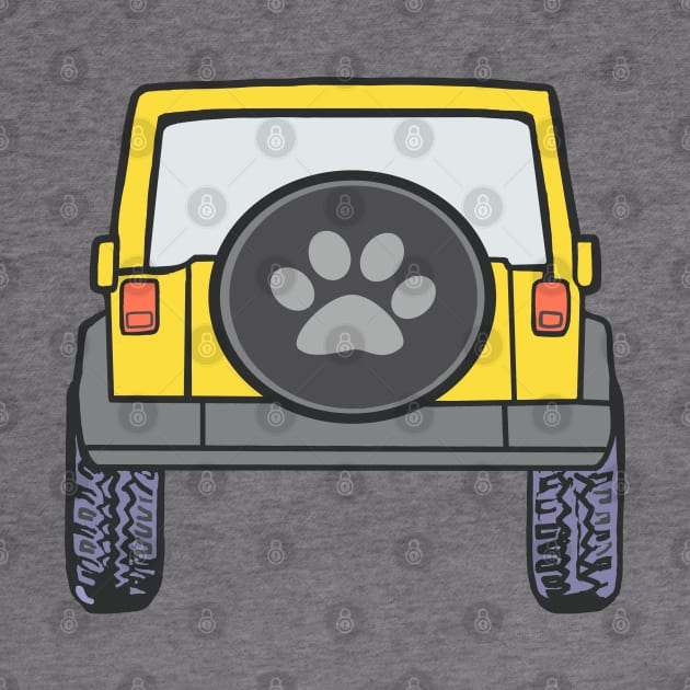 Yellow Wrangler 4x4 with Paw Print Cover by Trent Tides